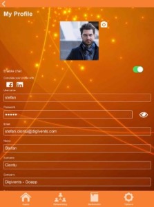 Schermata di configurazione del profilo dell’app di Digivents