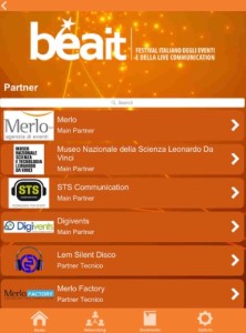 Sezione Partner dell’app di Digivents per BEA 