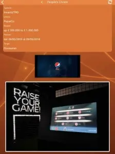 Pagina di votazione per la campagna Pepsi Max Volley360 - Finale Uefa Champions League
