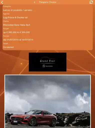 pagina di votazione per la campagna Mercedes-Benz Grand Tour 