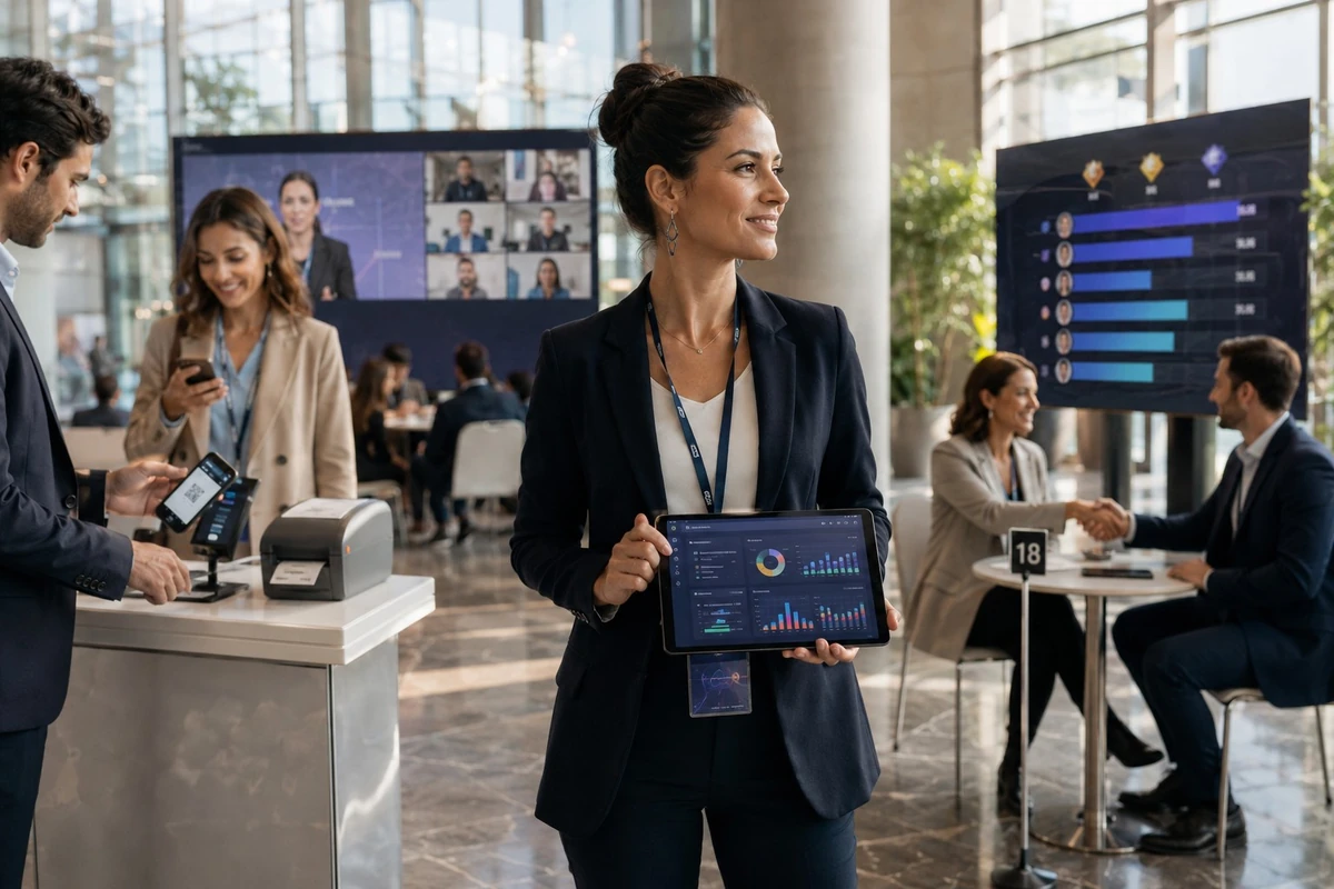 event manager running the whole event from a single console, across check-in, virtual room, engagement and networking
