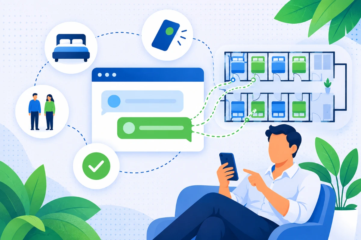 Chat con l'assistente AI che abbina le camere doppie di un hotel